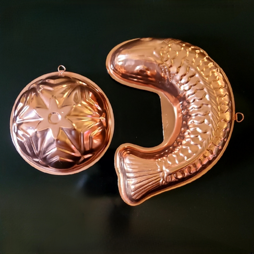 2pc Copper Dessert Molds Fish & Starburst